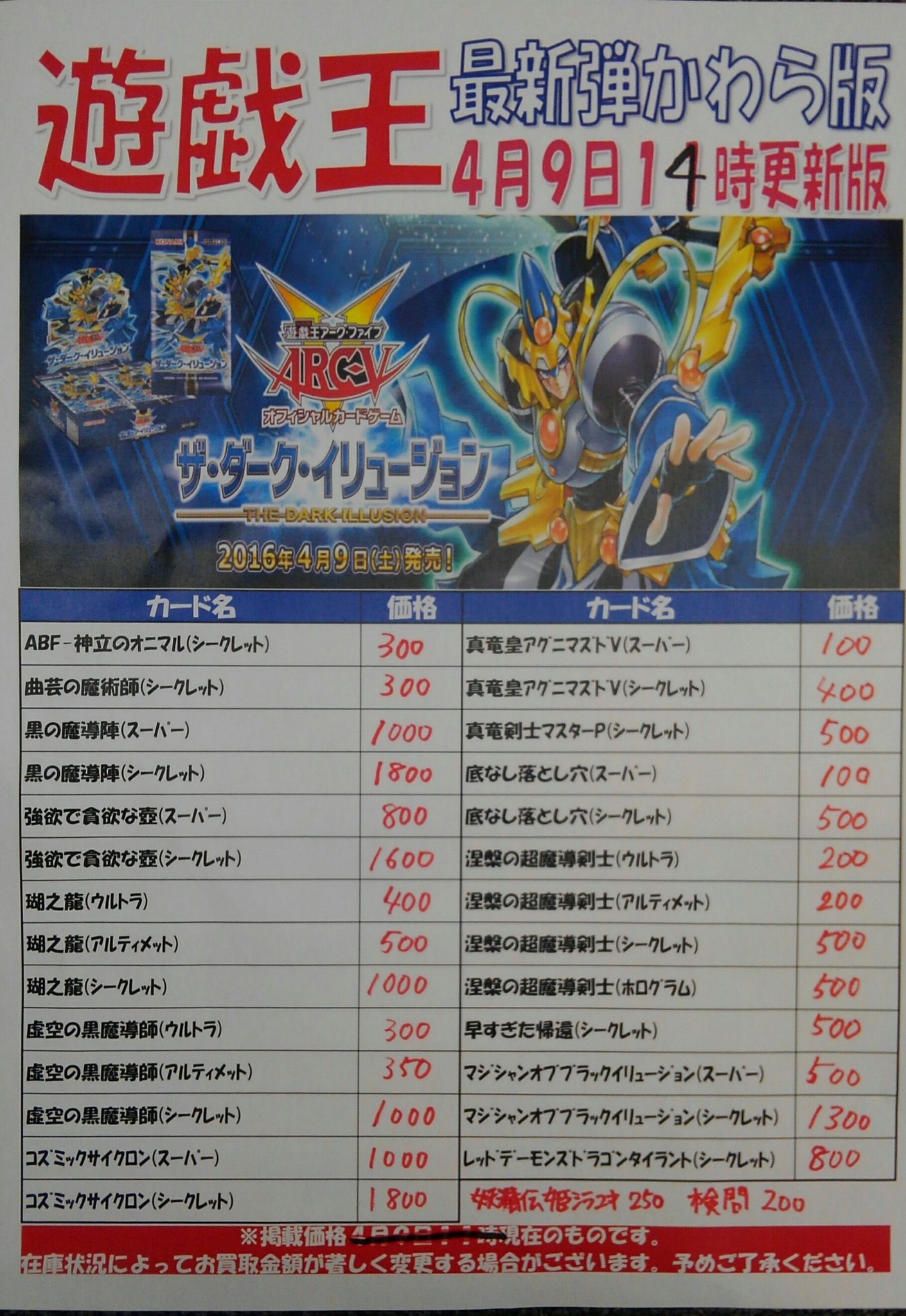 バトロコ柏駅前 遊戯王アカウント バトロコ情報 4 9 遊戯王 ザ ダーク イリュージョン 買取表です カードの状態により金額が変動致します また 相場や在庫によって著し金額が変動になる場合もございます 予めご了承下さい T Co