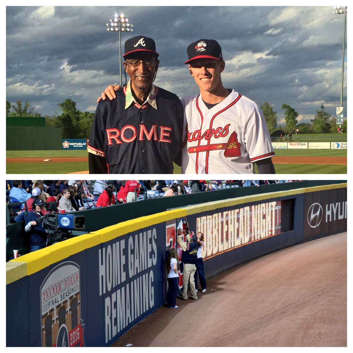 First pitch for @TheRomeBraves last night, tearing down number 79 at The Ted tonight. Walter Banks is the best!