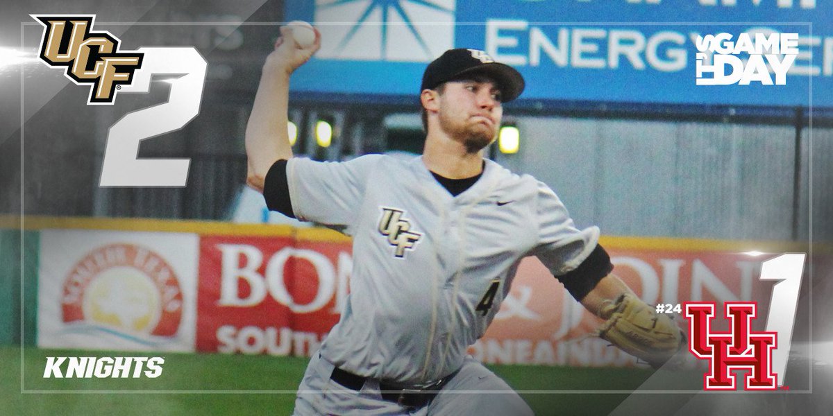 UCF_Baseball's tweet photo. Knights Win at No. 24 Houston!

WP: @crefinfrock (3-2) - 5 K
S: @Trent__Michael (2)

#ChargeOn https://t.co/vXhTlHWKz1