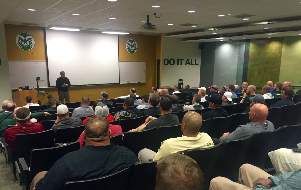 Great 1st day of the <a href="/CSUFootball/">Colorado State Football</a> Coaches Clinic! We appreciate Coach Lubick for being our featured speaker. #EDGE