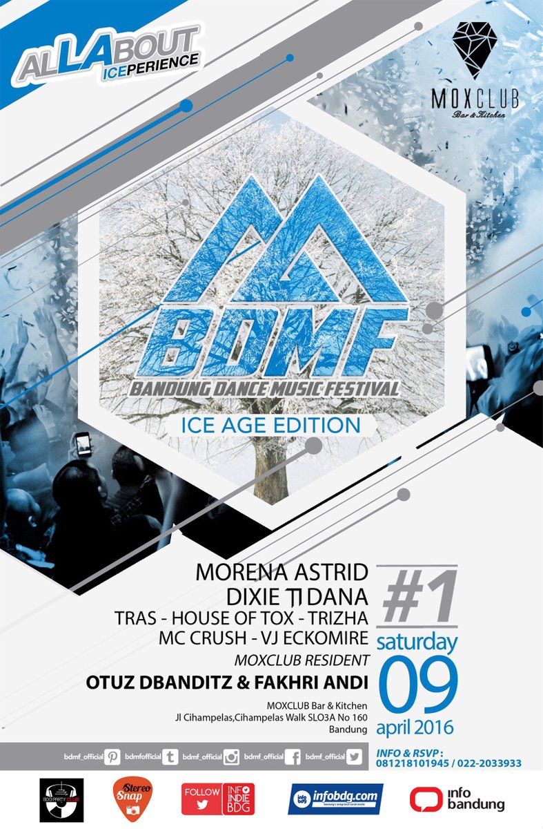 #BDMF ‘Ice Age Edition’ | 9/4 | <a href="/MOXCLUB/">MOXCLUB Bar&Kitchen</a> | @morena_anerom <a href="/DJ_Girlkana/">Girlkana Andina</a> <a href="/djakartabrother/">DJAKARTA BROTHERS</a> etc. | Info: <a href="/BDMF_official/">BDMF Official</a>