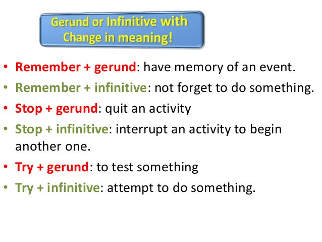 GErunds or infinitives with a change in meaning