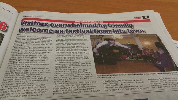 PanCelticCarlow's tweet photo. #PanCeltic16 featured in this week's Carlow Nationalist 😊🎶🎻 https://t.co/DgkhzooDpy
