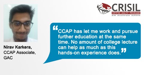 CCAPbuzz's tweet image. Here's What Nirav has to say about CCAP:

#CCAPBatchX #CRISIL #Finance #Jobs #Hiring