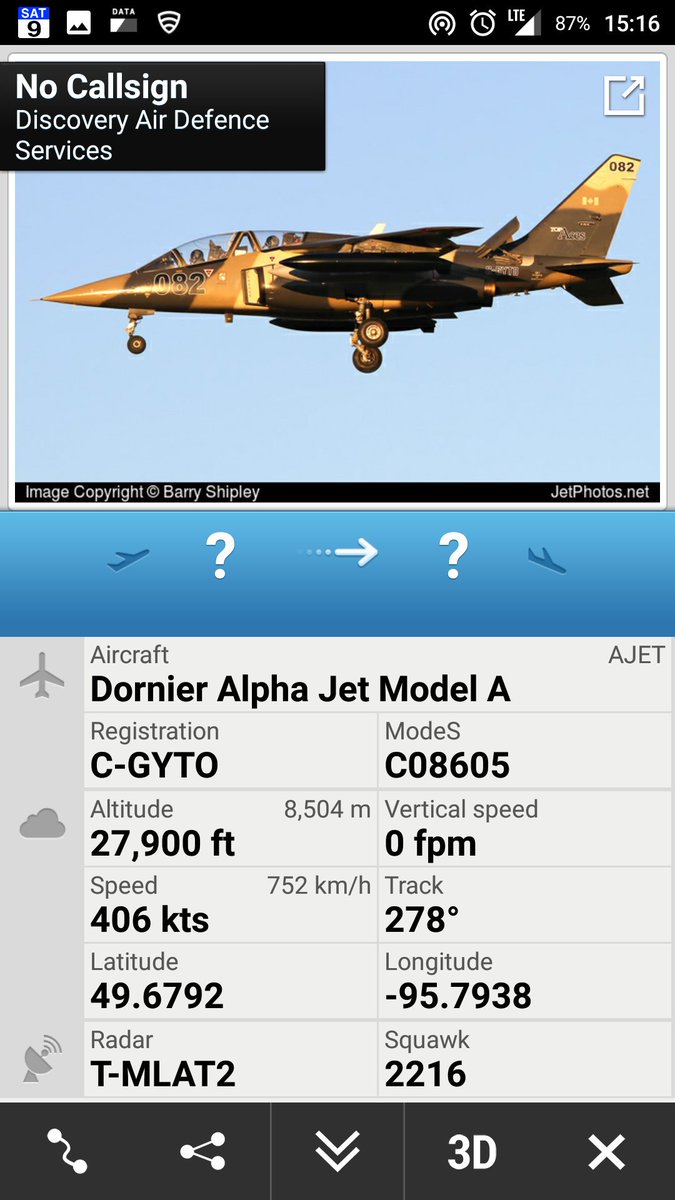 CivMilAir's tweet photo. Discovery Air Defence Services 
Alpha Jet #CGYTO https://t.co/gJROnRX2Q1 https://t.co/9IO8Xwn2eB
