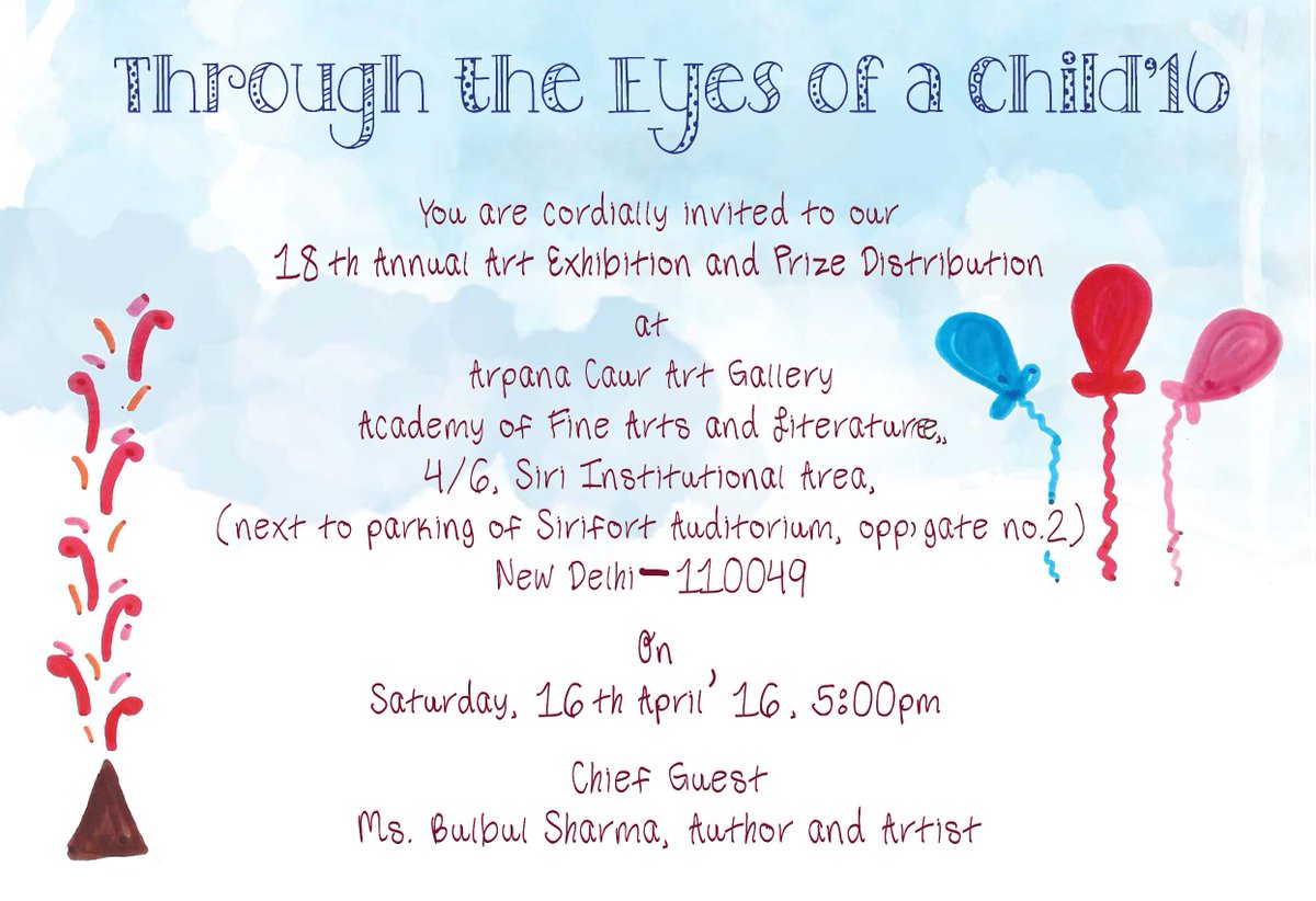 culturechauraha's tweet photo. Welcome to our 18th annual exhibition..'Through the Eyes of a Child' on Sat, 16th April @arpanacaurartgallery https://t.co/M9QUQK8cow