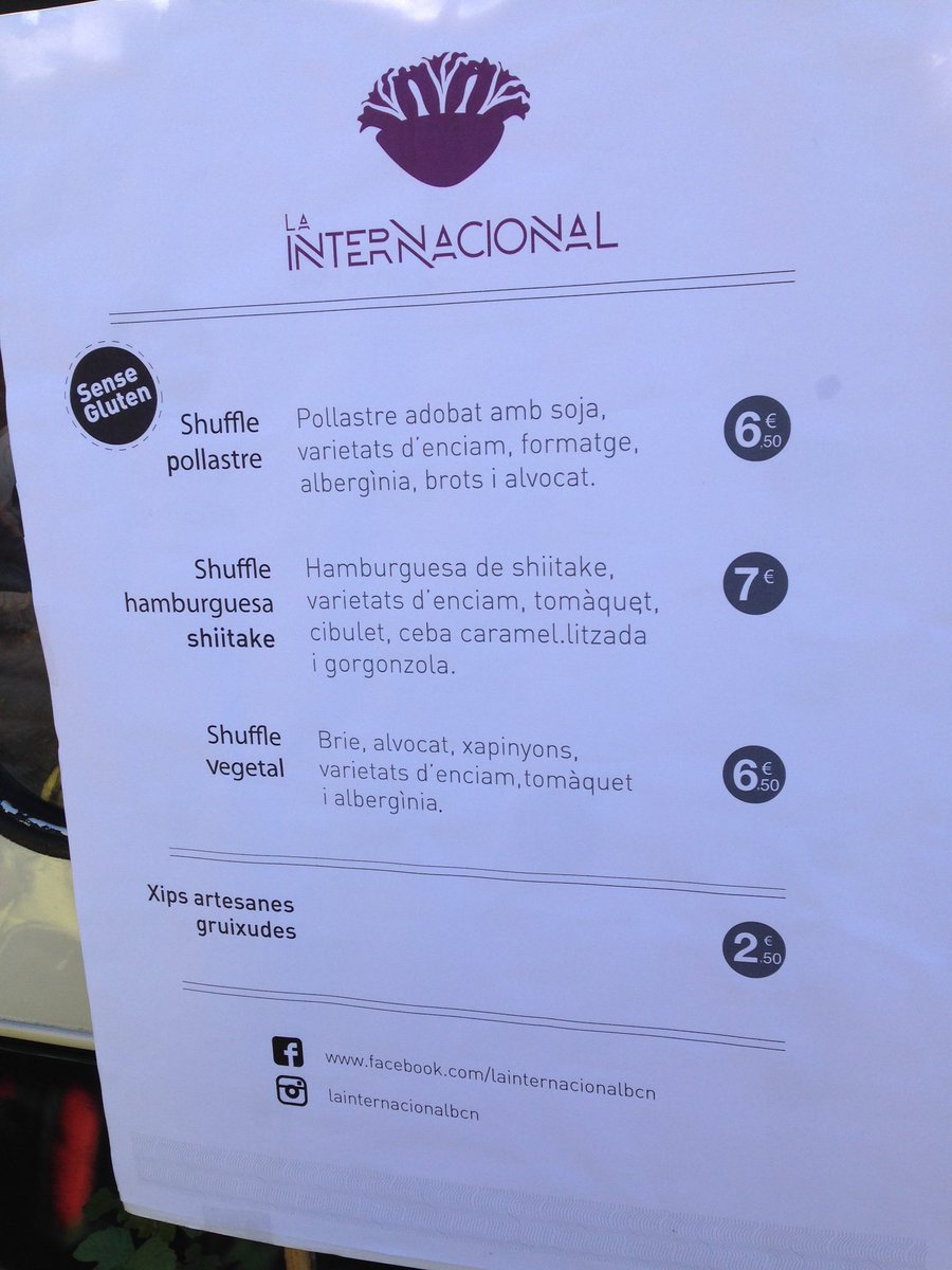 De menú #singluten en el #handmadefestival por cortesia de la internacional!! #delujo