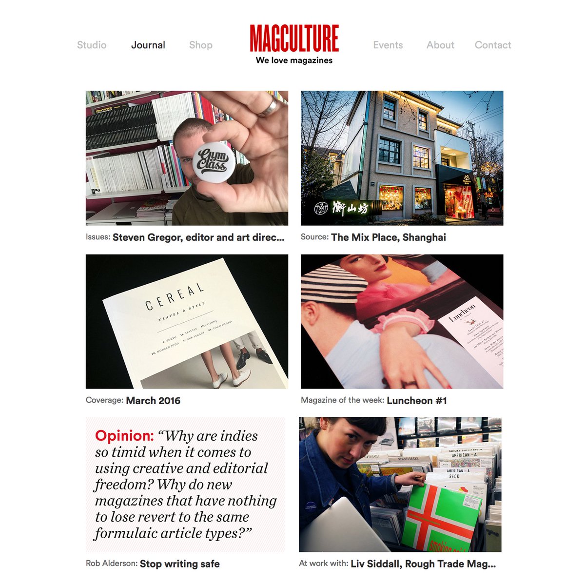 magculture's tweet photo. On the Journal this week: @GymClassMag, Luncheon, @RobAlderson, Mix Place @LivSiddall + more https://t.co/5liQkQlqd3 https://t.co/UWBfFfocok