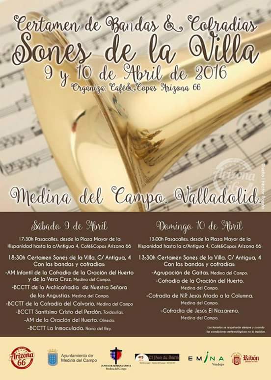Esta tarde y mañana 'Sones de la Villa' con motivo de <a href="/vicncmedina2016/">Congreso Cofradías</a> en Medina del Campo. #cofradiasmedina