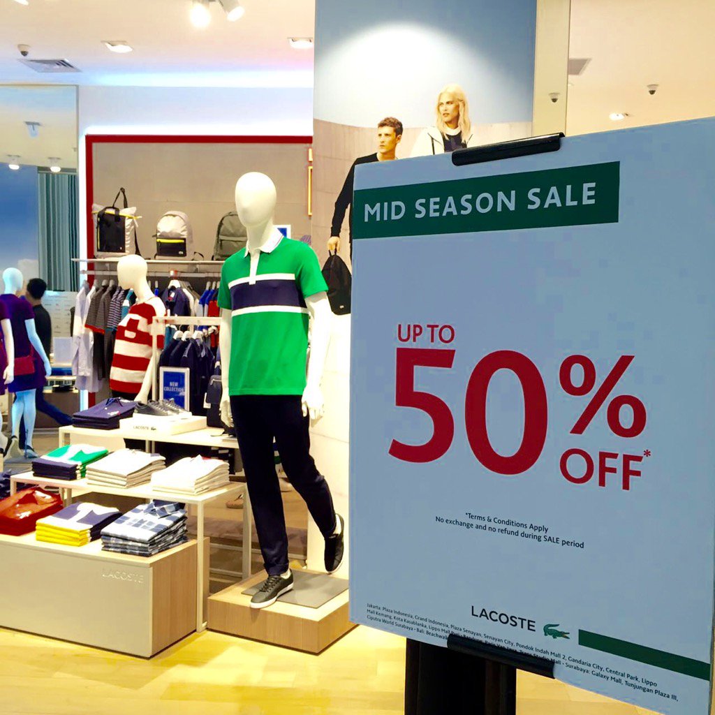 Beperking Overblijvend Pakistan Lippo Mall Puri on Twitter: "MID SEASON SALE at @lacosteID #LippoMallPuri!  Get disc up to 50% exclusive for you 😀 #lacoste #fashion #midseason  https://t.co/oZVsd0pNwl" / Twitter