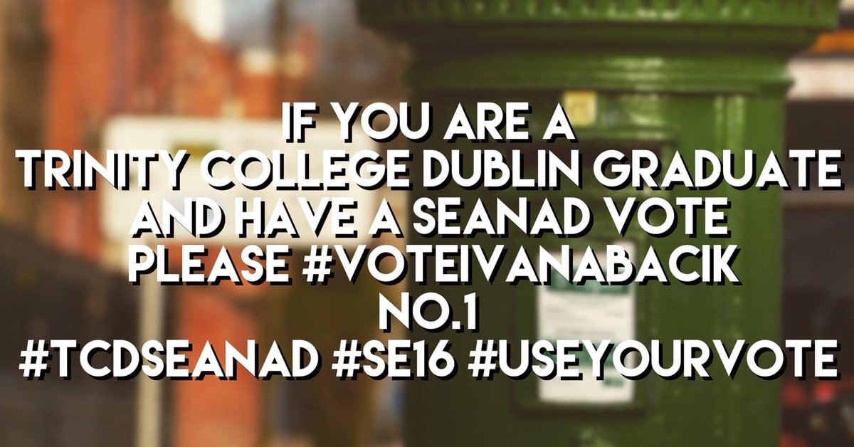 ivanabacik's tweet photo. Only 17 days left to vote #TCDSeanad -Deadline 26 April. Email academic.registry@tcd.ie if ballot paper not arrived https://t.co/7Skrs5sKx7