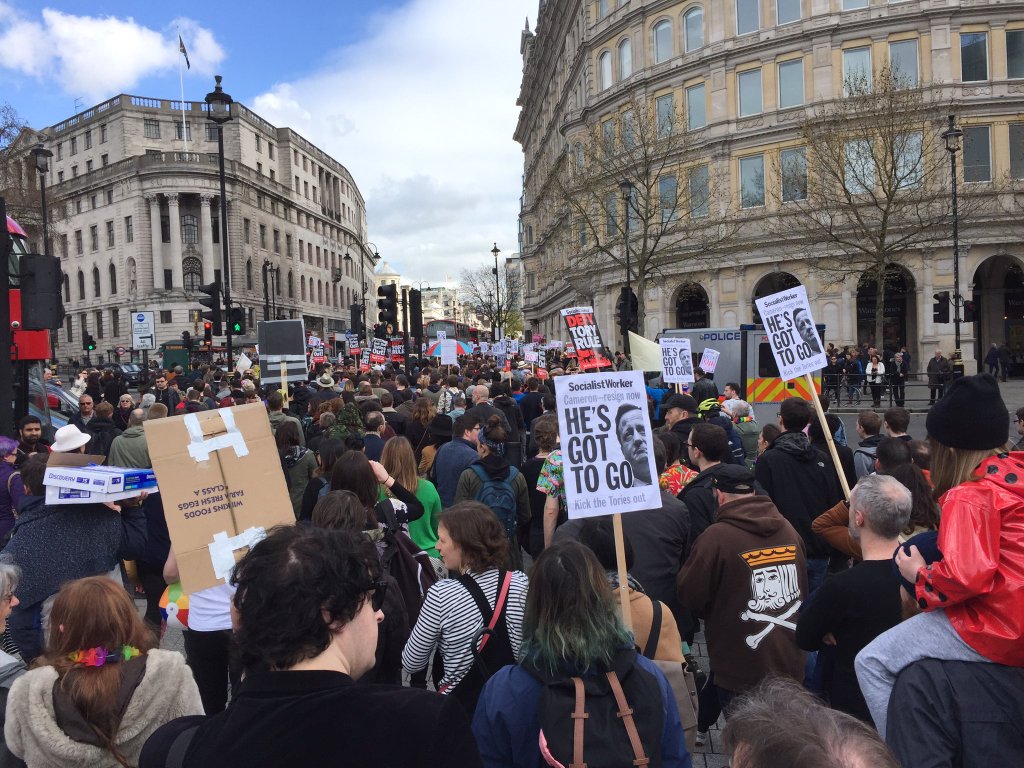 What a sight. This is London right now, with another protest planned for Saturday 16th. #ResignCameron #PanamaPapers