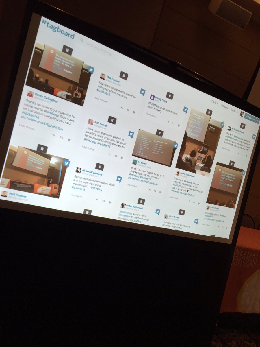 kfreberg's tweet photo. It was awesome to see @NJSocialSummit use @tagboard during the #NJSMS16 event! One of the best brands out there! ππ» https://t.co/FA6fS7wGQ5