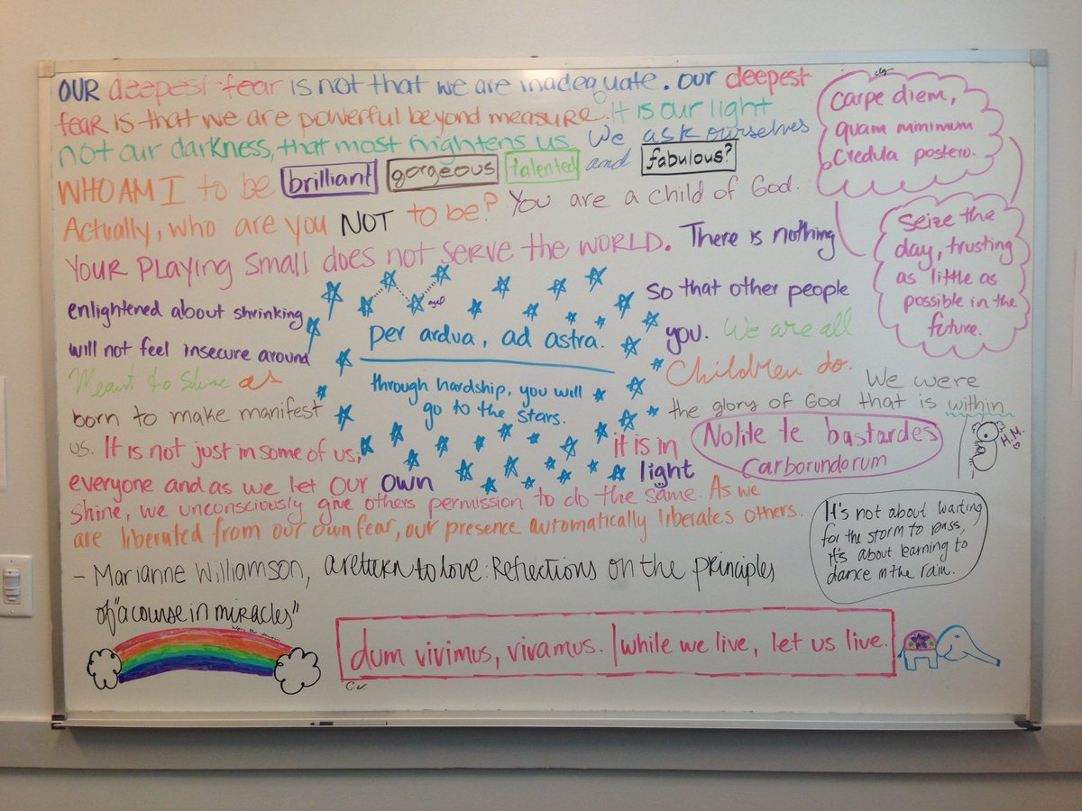 planmyplate's tweet photo. When my seniors take over my whiteboard @marwilliamson #powerfulbeyondmeasure #childofGod #carpediem @VillageVikings https://t.co/nbmkgBDgQH