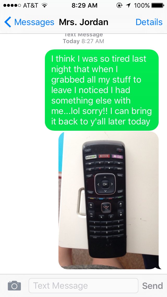 cassidybethcox's tweet photo. So I was babysitting until late last night and when I got home I noticed that I accidentally stole their remote... https://t.co/aQtCNHX269