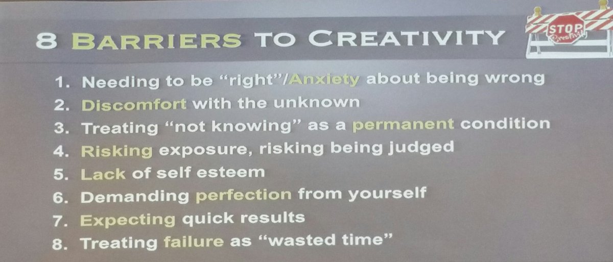 LCPilson3's tweet photo. 8 barriers to creativity. #GoBayConnect https://t.co/cLfutXmRN5