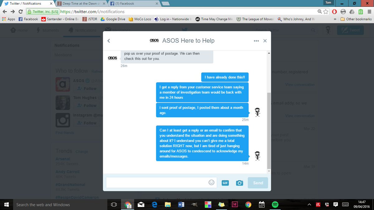 TomWBarnett's tweet photo. @ASOS_HeretoHelp when ASOS blanks your complaint about them blanking your complaint. Wow. Metashit. https://t.co/mIeIUSlllo
