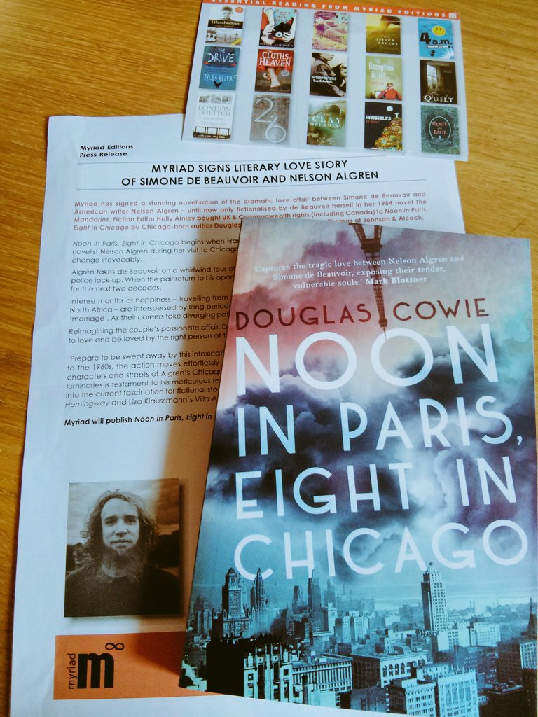 katheastman's tweet photo. #bookpost from @MyriadEditions is always exciting. Looking forward to @DouglasCowie's #NoonInParisEightInChicago https://t.co/UpAqdynsbk