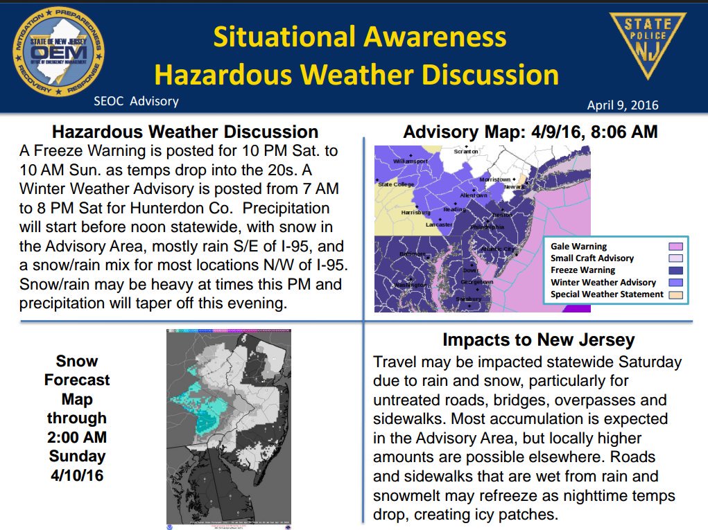 ReadyNJ's tweet image. It's #NationalUnicornDay It's also not supposed to snow in April. Use caution driving! #ReadyNJ #BringBackSpring