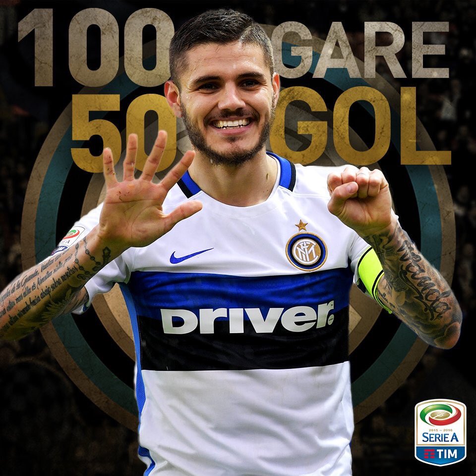 MauroIcardi's tweet photo. Contento per il mio Gol 50 nella presenza 100 all'Inter ⚽️🔵⚫️ https://t.co/6n4dMdOPKq