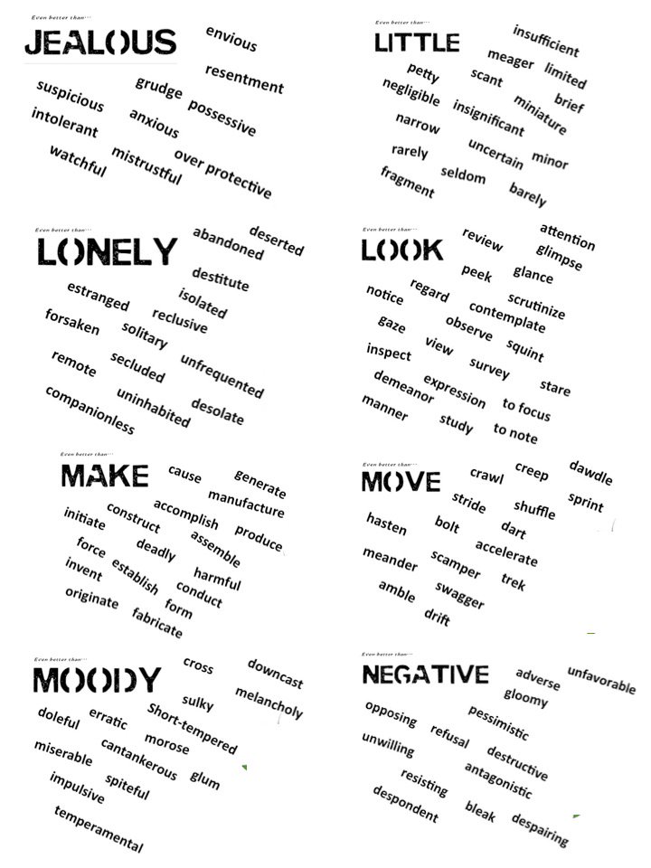 Helping studs build vocab: 51 key words and their more sophisticated counterparts.