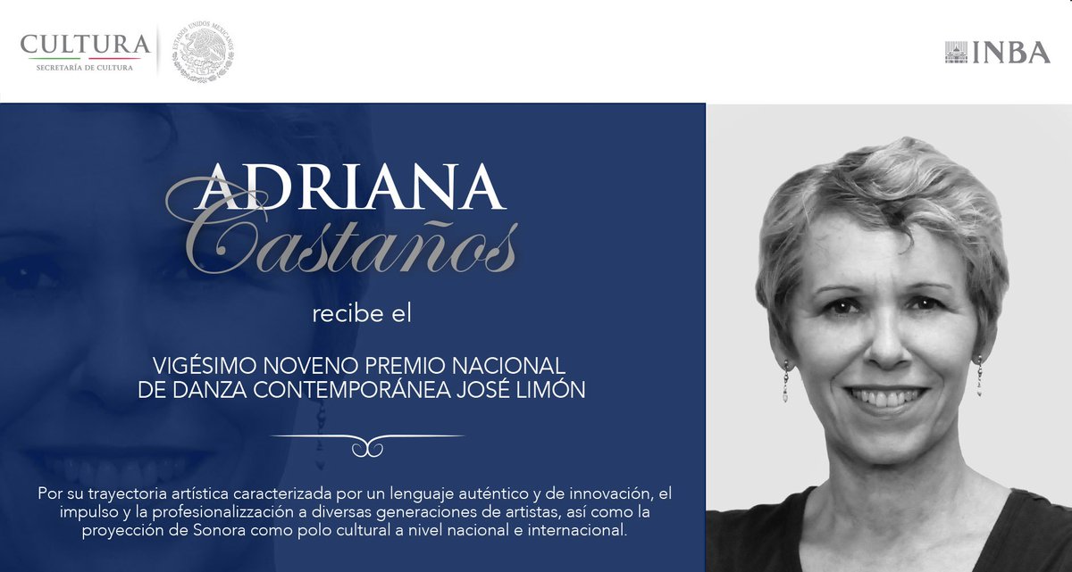 danzaINBAL's tweet image. Felicitamos a Adriana Castaños por recibir el Vigésimo noveno Premio Nacional de Danza Contemporánea José Limón.
