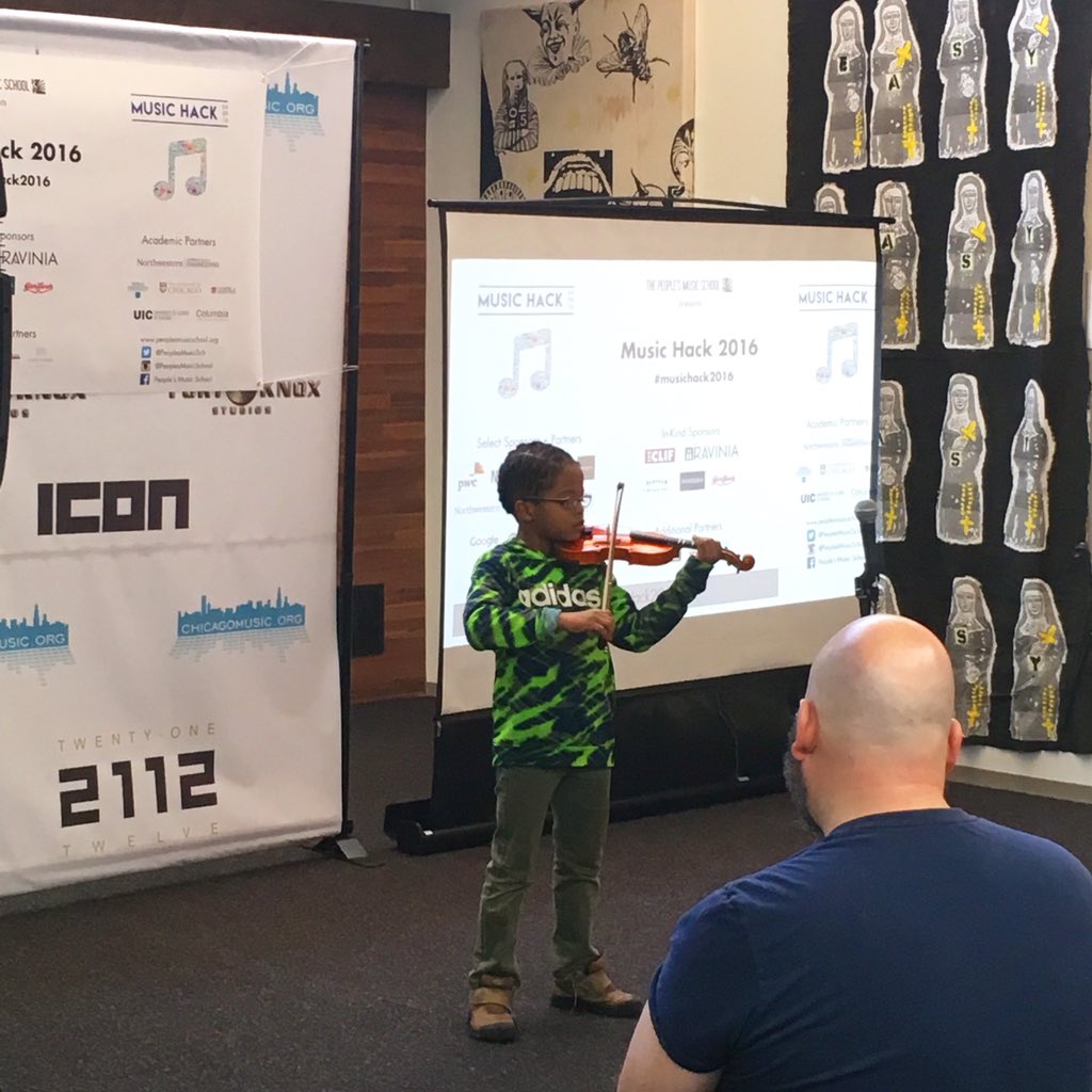 PeoplesMusicSch's tweet photo. Zachariah has kicked off #musichack2016! https://t.co/tl3eWTidAX