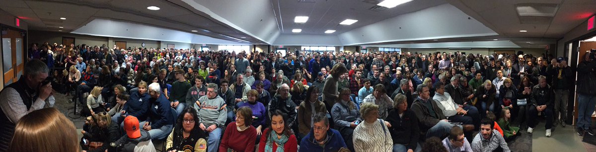 SCENE: <a href="/JohnKasich/">John Kasich</a> will address this packed overflow crowd ahead of his town hall event here in Rochester.