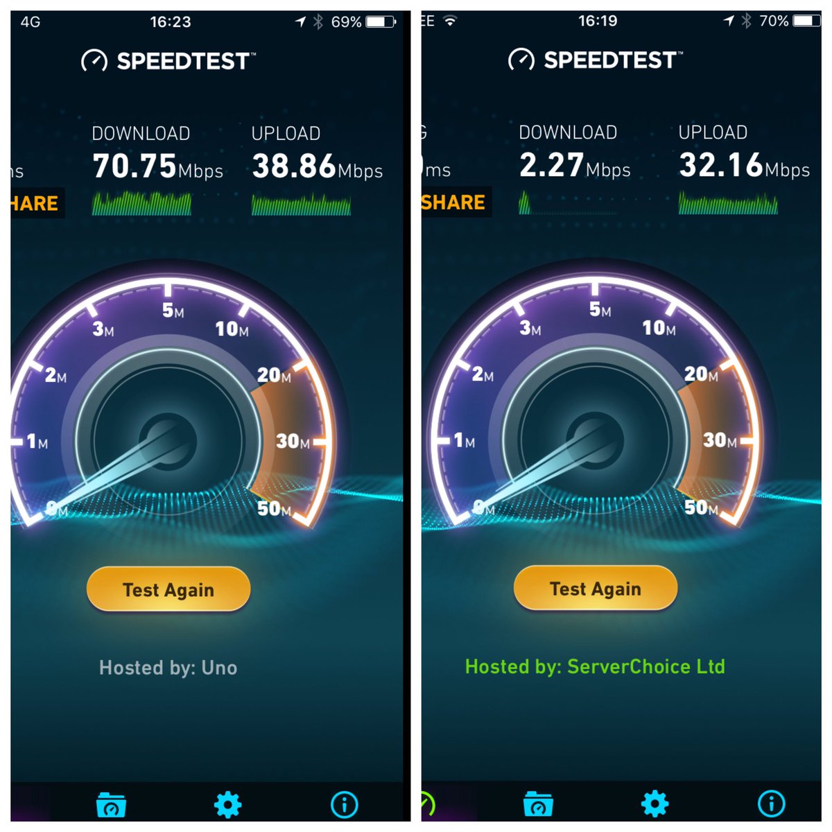 My 4G connection compared to @BTWifi connection, fucking shocking