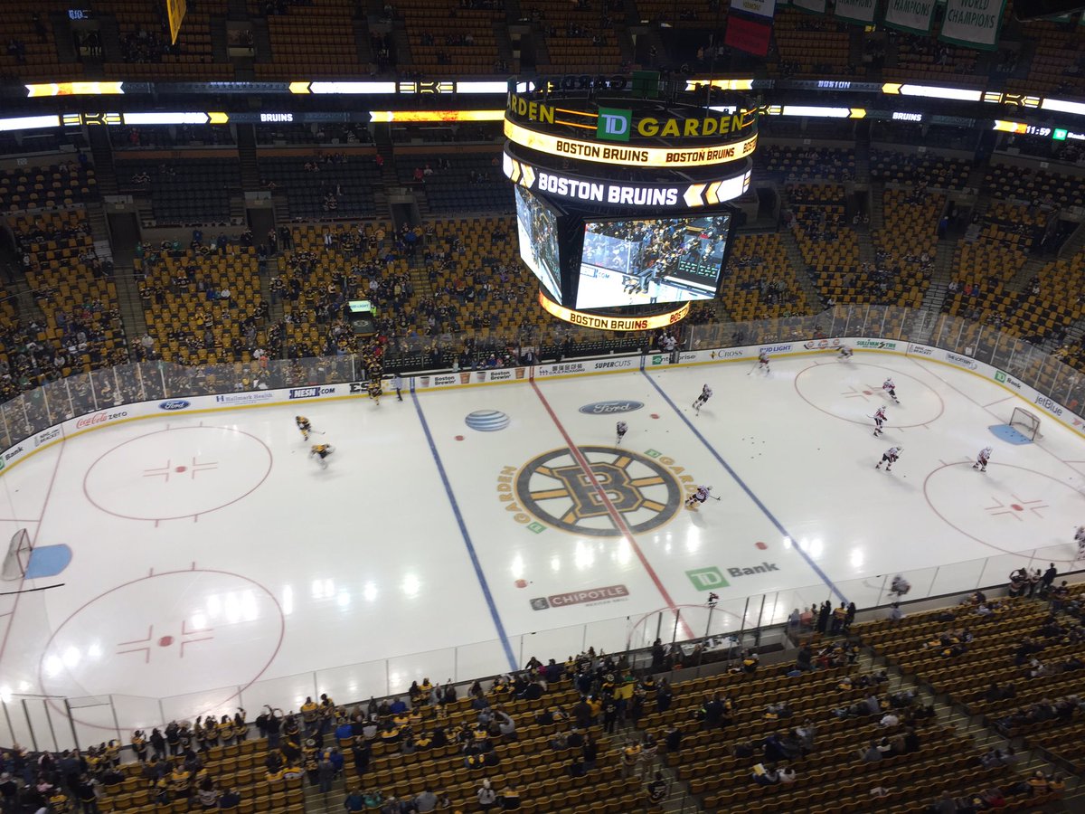 NHLBruins's tweet photo. Jonas Gustavsson leads #NHLBruins out for warmups @tdgarden. https://t.co/fzsPskwH1a