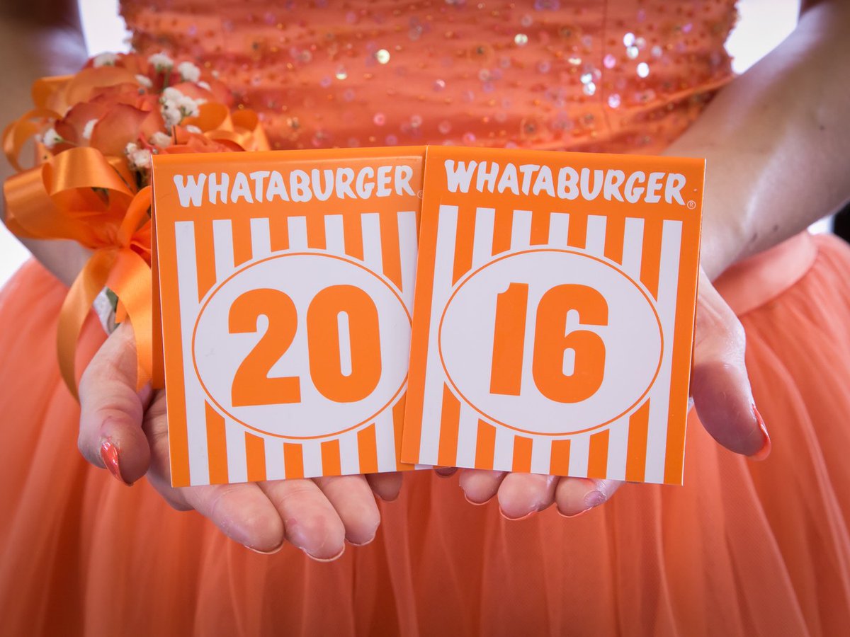 Whataburger's tweet photo. Be the King & Queen of prom! Share ur promposal w/ #WhataProm & u could win WB dinner & more https://t.co/UqVaSK9RnZ https://t.co/O0wi1Diz1c