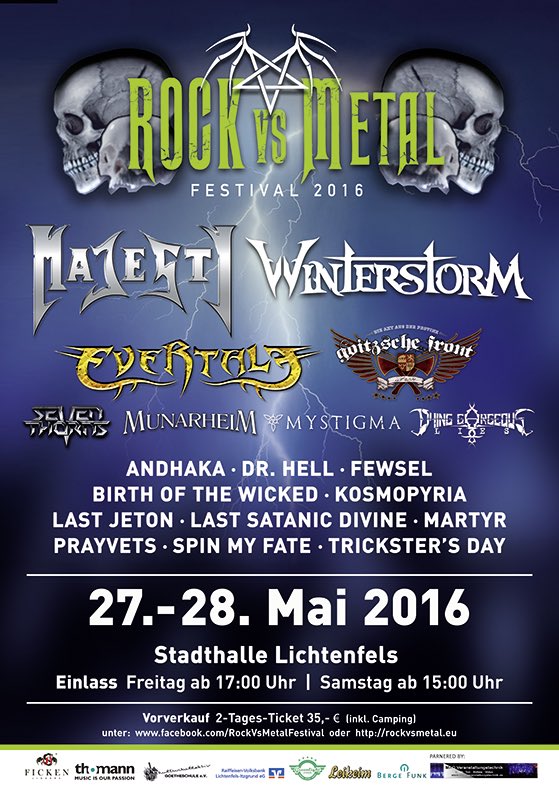 Wir verlosen 1x2 Tix fürs das Rock vs Metal! Schickt uns eine Mail mit dem Betreff "RvsM" an verlosung@metalnews.de!