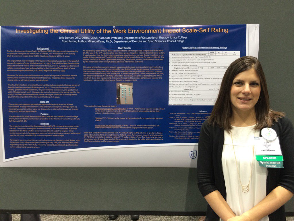 denfinch's tweet photo. Julie Dorsey poster on clinical utility of WEIS-SR #AOTA16 #wisis https://t.co/0G698NMVIL
