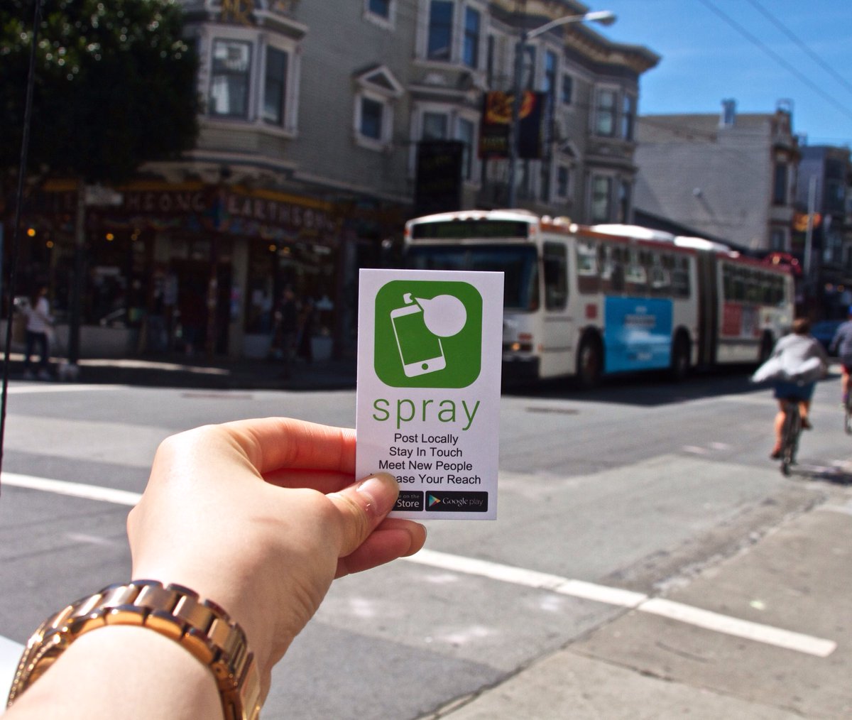 spraynetworks's tweet photo. We went out and talked to business on Haight-Ashbury! Now you can expect promotions on Spray! #spraynetwork #usfca https://t.co/G9ifZEghS3
