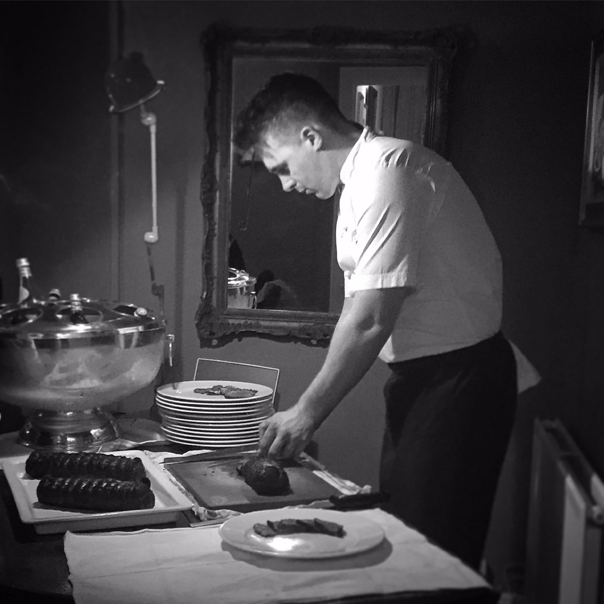 Head Chef <a href="/DaveLGWall/">Dave Wall</a> carving the fillet of beef during last night's dinner party in the new private room!