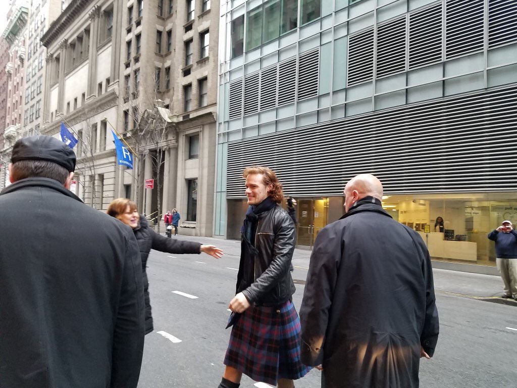 annap905's tweet photo. @MyPeakChallenge #SaturdaySoulSearching 
Our coach pics from NYC! Best grand Marshall @SamHeughan https://t.co/uv1G7pboEW