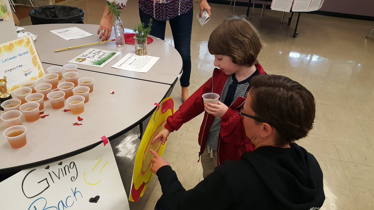 MaestroAldama's tweet photo. Ms. Wynn and Emmitt getting a taste of our very own #fierydragon lemonade @SadlerMeansYWLA #communityopenhouse https://t.co/0r7rrJj6qm