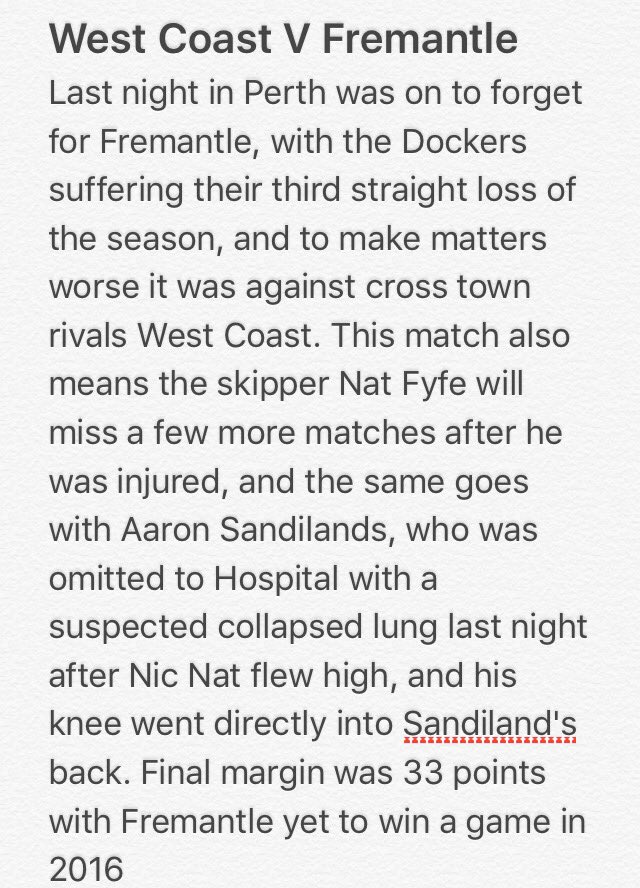 InsidersFooty's tweet photo. ICYMI: West Coast V Fremantle Report - @ARedenbach #AFLEaglesFreo https://t.co/buwS0L6eQo