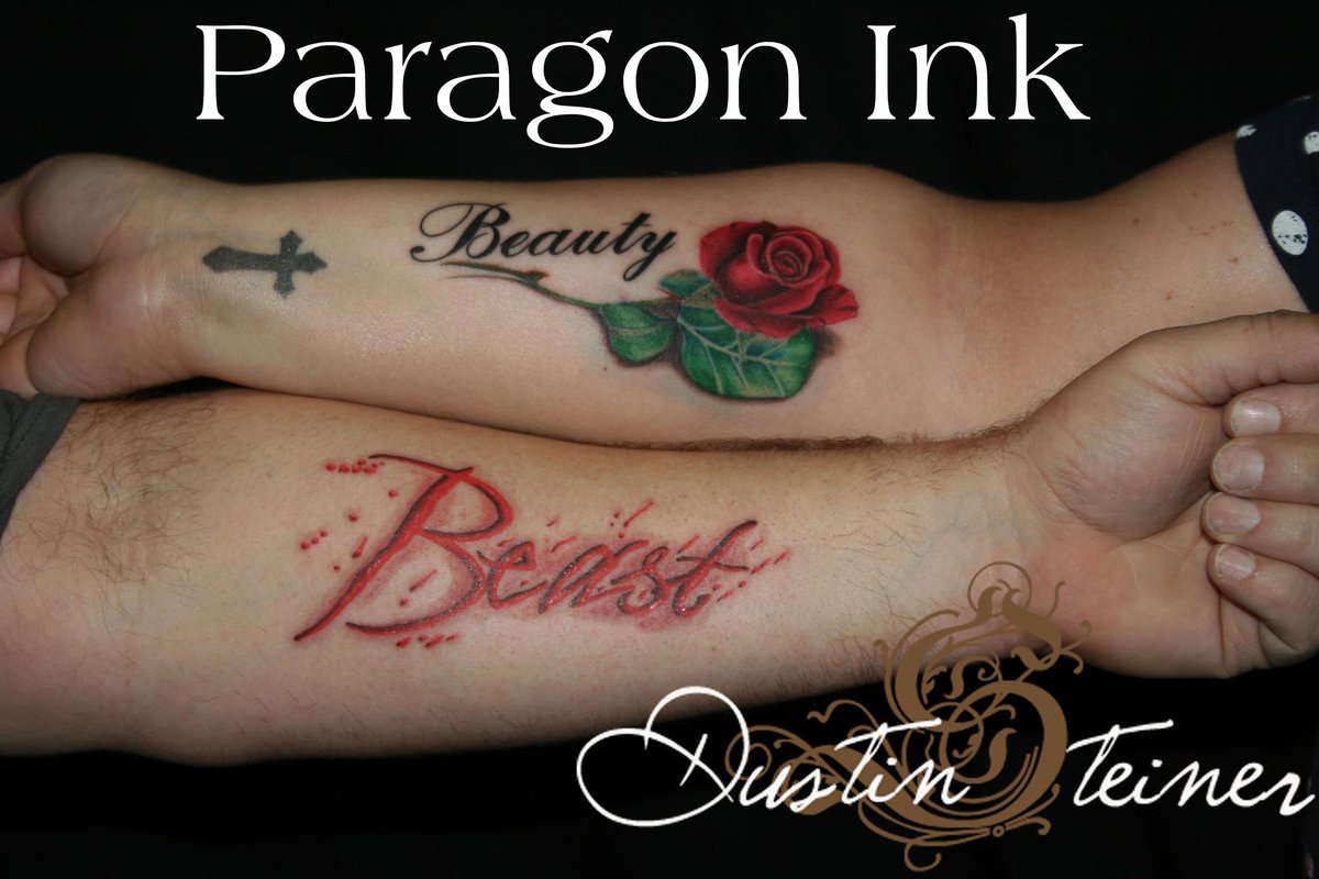#beautyandthebeast #beauty #beast #fairytale #rose #beauty #beast #couplestattoos #tattoo #paragon #paragonink #ink