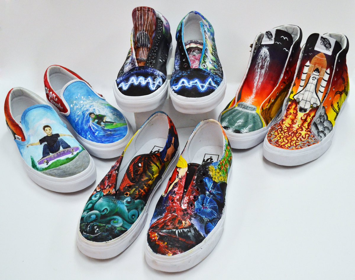 SpelmanArt's tweet photo. #vanscustomculture #bishopmoorecatholichigh Daniels got nothing on these. So proud of my students hard work. https://t.co/WhnY5xyVB5
