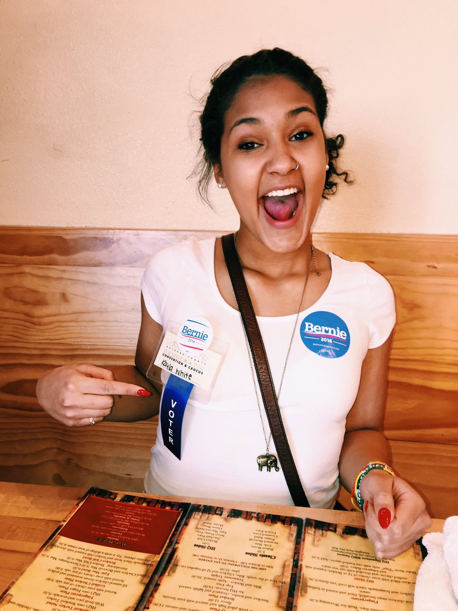kaylajdub's tweet photo. @yaboyberniesand voted for the first time today!! #WyomingForBernie #WYCaucus 🇺🇸❤️💙 https://t.co/ewfzzPp7pi