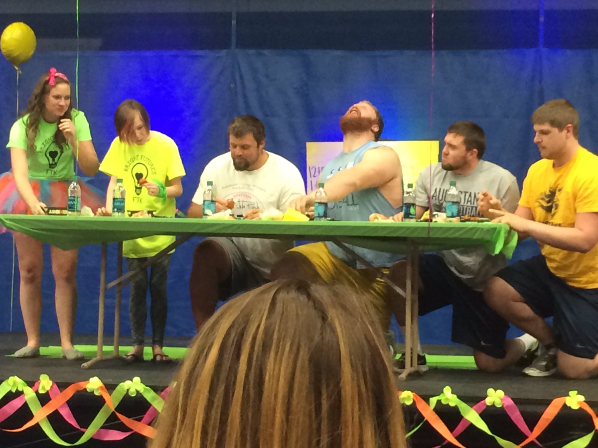 JordanMLindberg's tweet photo. Our @Augiethon miracle children dominating some football players in wing eating and pie throwing!! https://t.co/uYHoVD4vXv