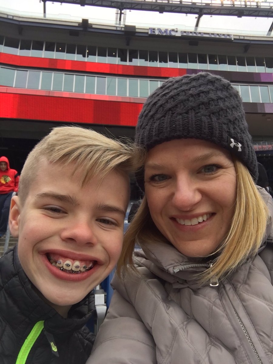 fedupwithfake's tweet photo. @fedupwithfake Celebrating Ryan's 11th birthday at #NERevsGame https://t.co/uRUv46UyQt