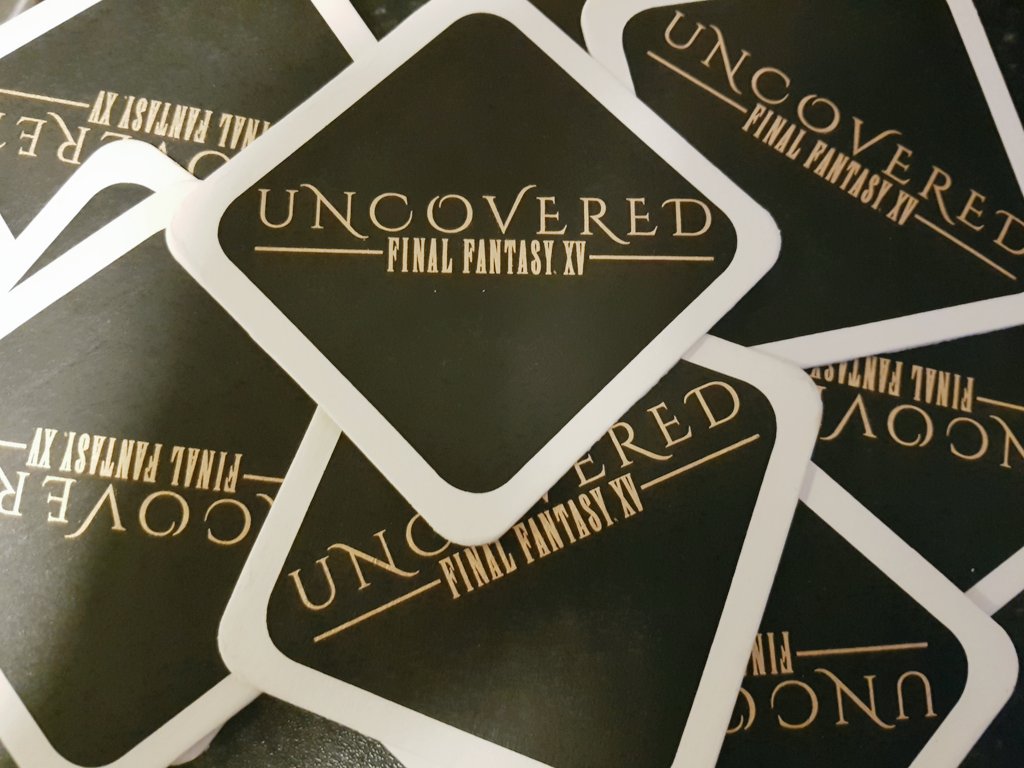 I've just found all the #UncoveredFFXV coasters I kinda maybe stole from the VIP after party in my kitchen. Oops.