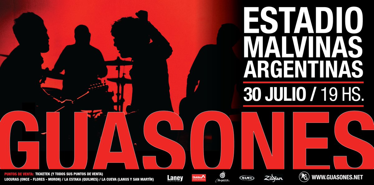 MalvinasEstadio's tweet photo. #Sábado 30/7, @GuasonesoficiaI en @MalvinasEstadio! Corré la voz
Anticipadas en venta ➨ https://t.co/wla03cHtUN https://t.co/9uZBoqvc4Q
