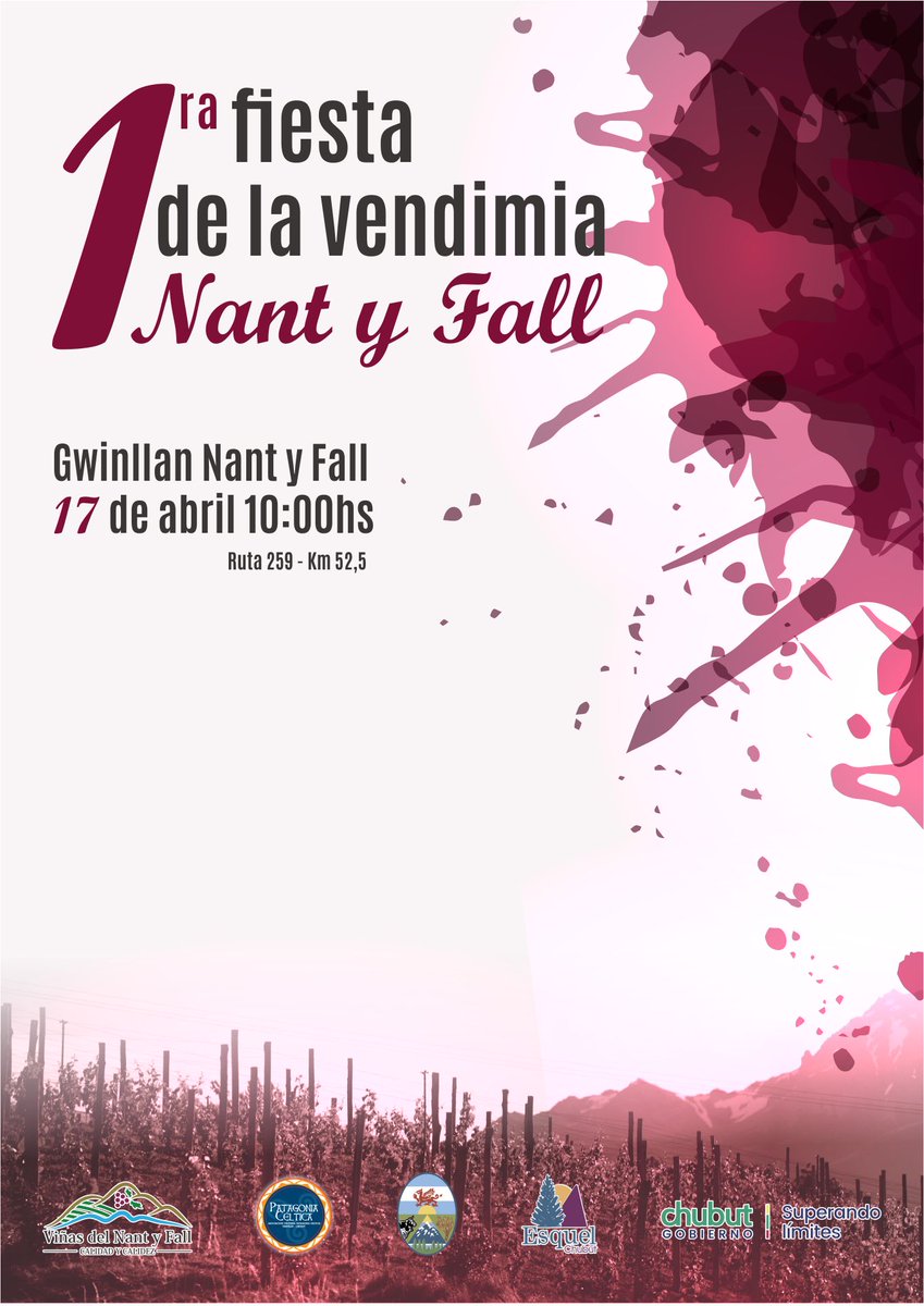 VinasNantyFall's tweet photo. Acompaña nuestra Primera Vendimia @VinasNantyFall  @gobiernochubut  a través del Min de Turismo y De Producción https://t.co/gMTptpvlJ2