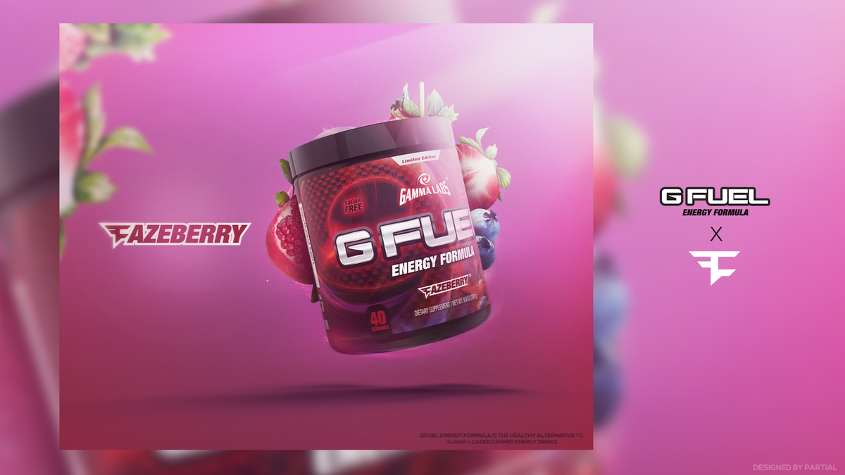 p4rtial's tweet image. FaZeBerry Advertisement for @GFuelEnergy @GammaLabs 

All likes and Retweets appreciated!
