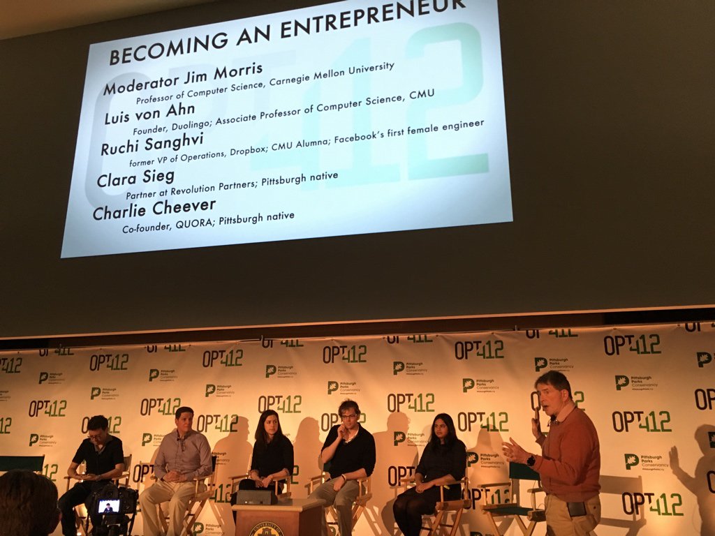 paulkgould's tweet photo. Successful Pittsburgh entrepreneurs introduced by @jameshmorris a co-founder of 1989 start-up @MAYA_Design
#OPT412 https://t.co/9rdyNXCaGK