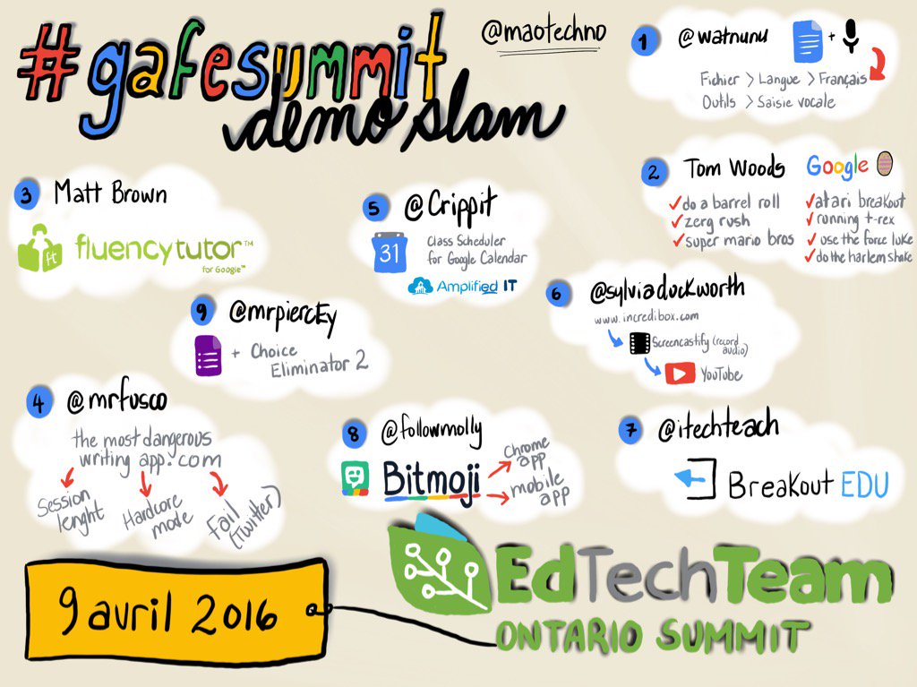 maouimet's tweet image. Demo slam jour 1 du #gafesummit #maplesyrupedu en #sketchnote avec @procreateapp