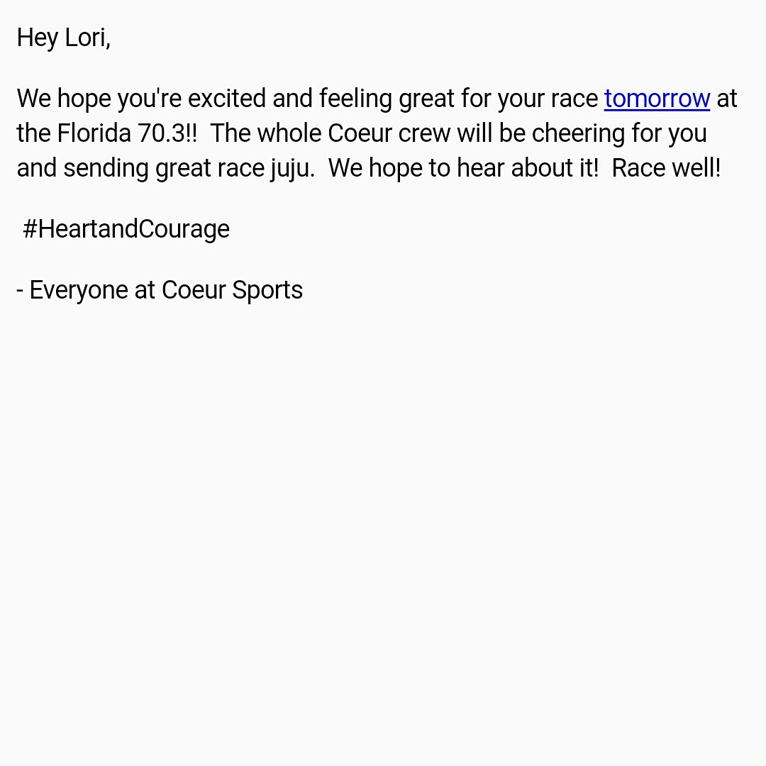 On my journey to #im703florida I came across <a href="/CoeurSports/">Coeur Sports</a> and they continue to make me smile. #heartandcourage